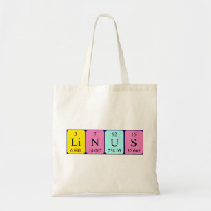 Linus periodic table name tote bag