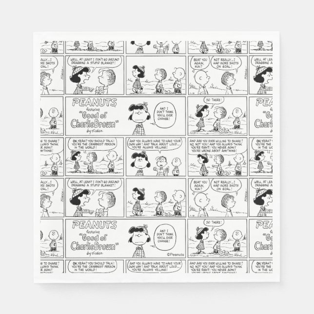 Linus Tells Lucy She's Crabby Napkin (Front)