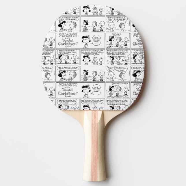 Linus Tells Lucy She's Crabby Ping Pong Paddle (Front)