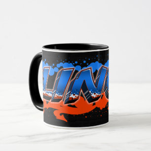 Linus Vorname Name Graffiti blue orange Tasse Mug