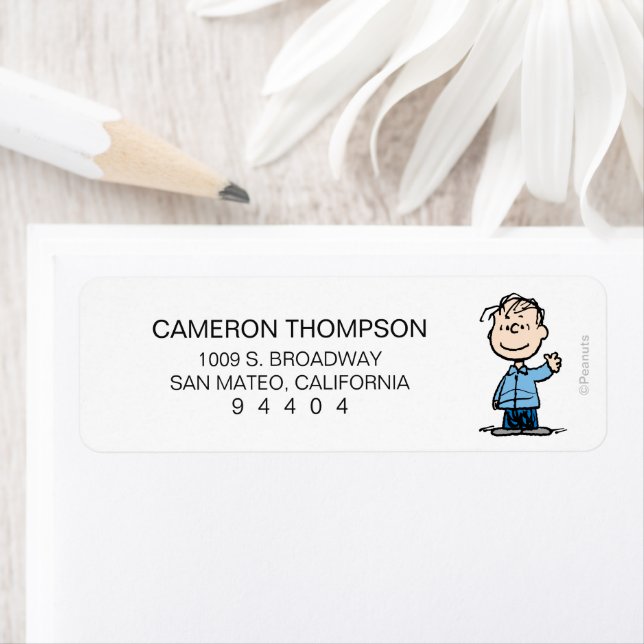 Linus Waving Return Address Label (Insitu)