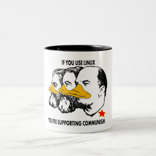 LINUX COMMUNISTS MARX ENGELS LENIN Two-Tone COFFEE MUG