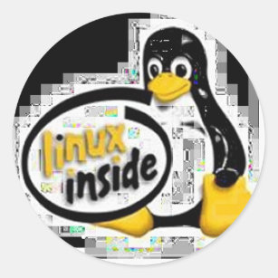 LINUX INSIDE Tux the Linux Penguin Logo Classic Round Sticker