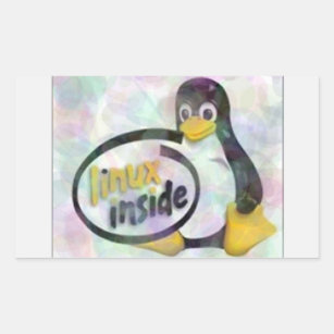 LINUX INSIDE Tux the Linux Penguin Logo Rectangular Sticker