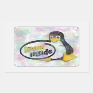 LINUX INSIDE Tux the Linux Penguin Logo Rectangular Sticker