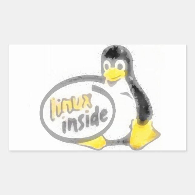 LINUX INSIDE Tux the Linux Penguin Logo Rectangular Sticker (Front)
