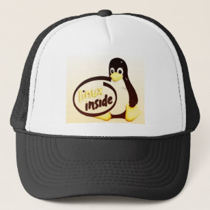 LINUX INSIDE Tux the Linux Penguin Logo Trucker Hat
