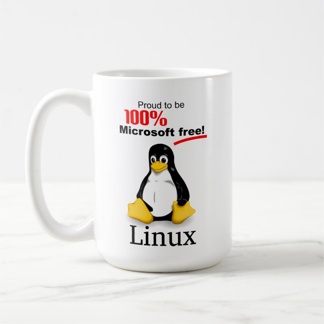 Linux Large Coffee Mug (Right) - Microsoft Free (Left)