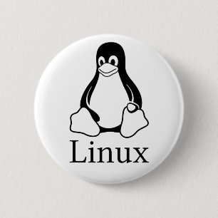 Linux Logo w/ Tux the Linux Penguin 6 Cm Round Badge