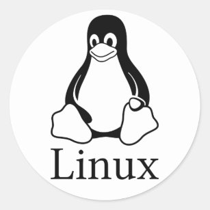 Linux Logo w/ Tux the Linux Penguin Classic Round Sticker