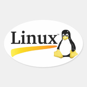 Linux Logo with Tux Products Oval Sticker