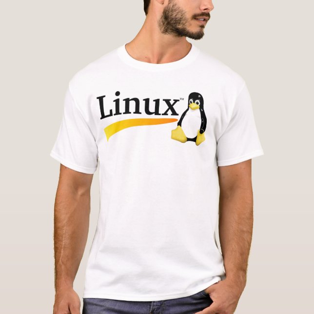 Linux Logo with Tux Products T-Shirt (Front)