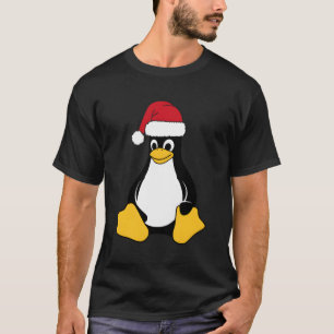 Linux Mascot Tux The Penguin Santa Hat Nerd Geek C T-Shirt