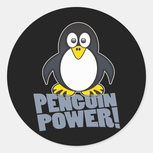 Linux Penguin Power Classic Round Sticker (Front)