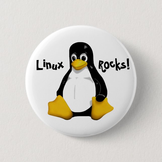 Linux Rocks! 6 Cm Round Badge (Front)