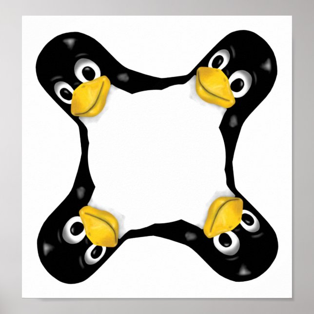 LINUX TUX 4 HEADS POSTER (Front)