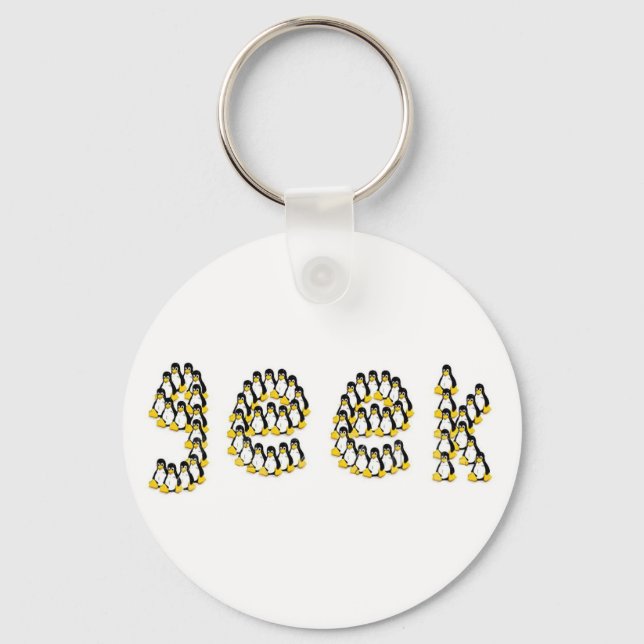Linux Tux Geek Key Ring (Front)