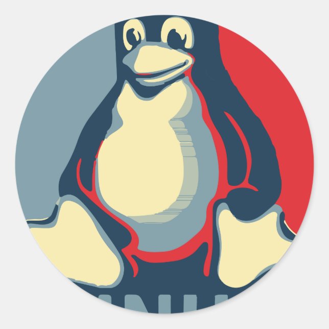 Linux tux penguin classic obama poster classic round sticker (Front)