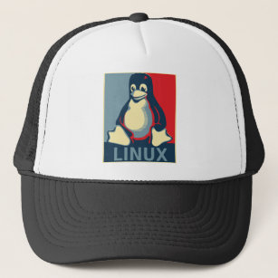 Linux tux penguin classic obama poster trucker hat