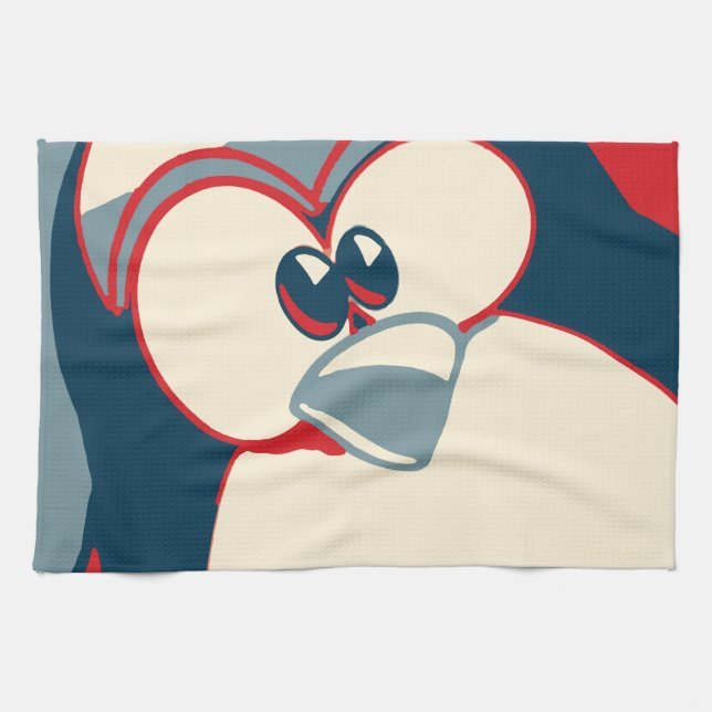 Linux Tux penguin Obama poster Tea Towel (Horizontal)