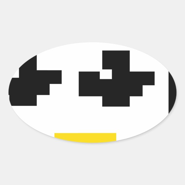 LINUX TUX PENGUIN PIXEL FACE OVAL STICKER (Front)
