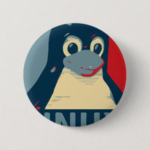 Linux Tux penguin poster head red blue 6 Cm Round Badge