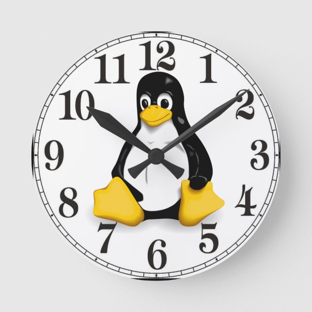 Linux Tux Products Round Clock (Front)