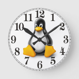 Linux Tux the Penguin Round Clock