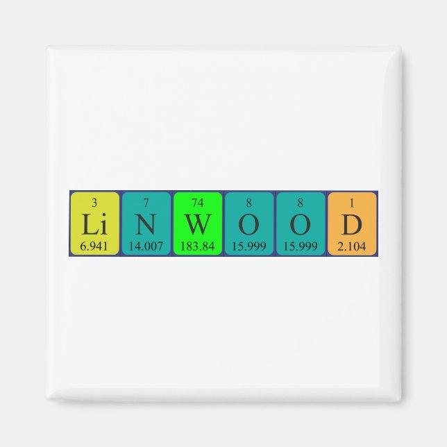 Linwood periodic table name magnet (Front)