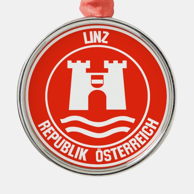 Linz Round Emblem Metal Ornament (Front)