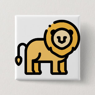 Lion 15 Cm Square Badge
