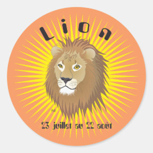 Lion 23 juillet au 22 août Autocollants Classic Round Sticker