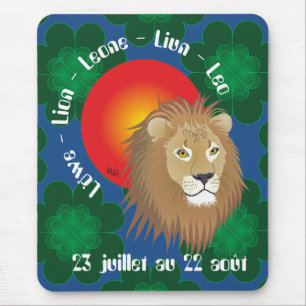 Lion 23 juillet au 22 août Tapi de souri Mouse Pad