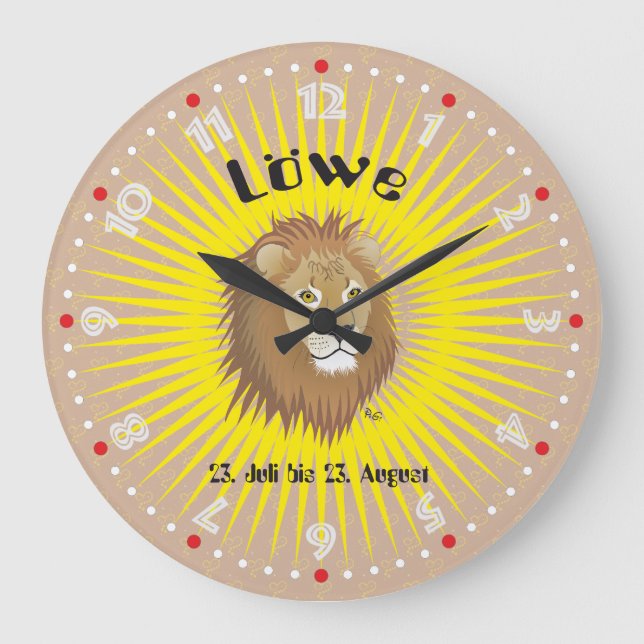 Lion 23 July to 22 August Large Clock (Front)