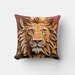 Lion 3D Paper Art Design T-shirt Cushion