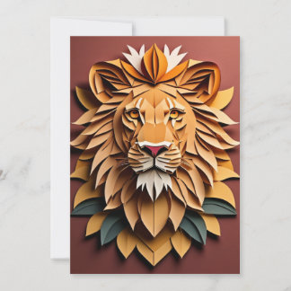Lion 3D Paper Art Design T-shirt  Invitation