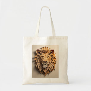 Lion 3D Paper Art Design T-shirt  Tote Bag