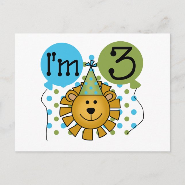 Lion 3rd Birthday T-shirts and Gifts Postcard (Front)