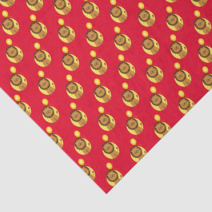 Lion 4 years old birthday red tissue paper