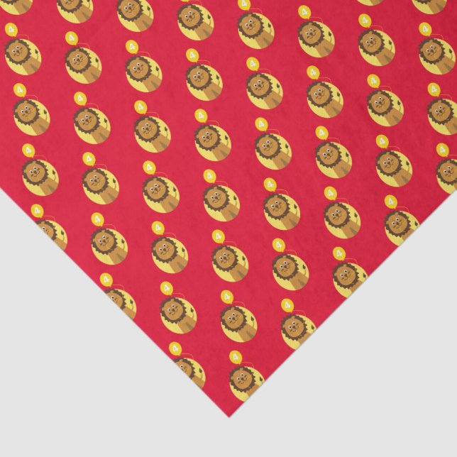 Lion 4 years old birthday red tissue paper (Detail)