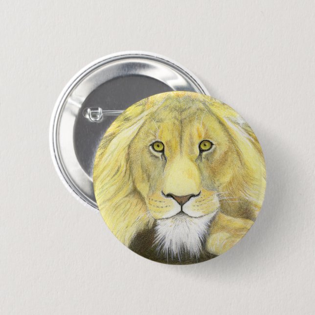 Lion 6 Cm Round Badge (Front & Back)