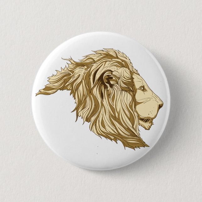 Lion 6 Cm Round Badge (Front)