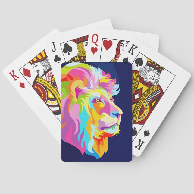 Lion Abstract Lion Head In Pop Playing Cards (Back)