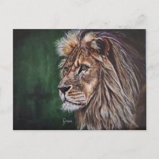 Lion Acrylic Painting Post Card
