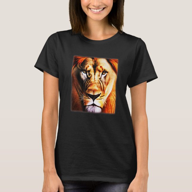 Lion Africa predator print head imprint with wild  T-Shirt (Front)