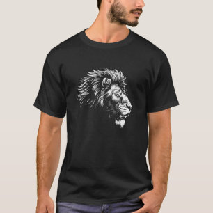 Lion, African cat, white drawing, fangs T-Shirt