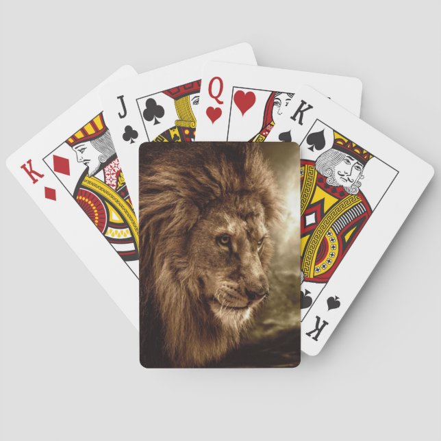 Lion against stormy sky playing cards (Back)