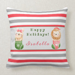 Lion and Cat Customise Text and Name 20"X20" Cushion