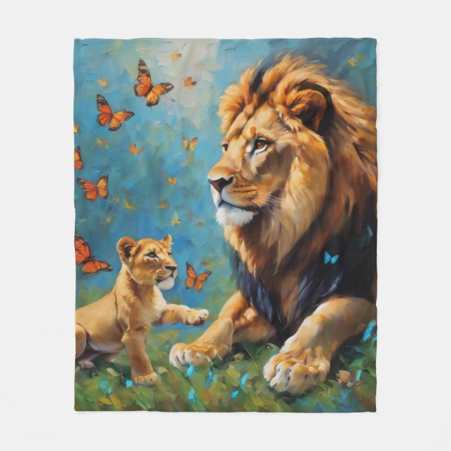 Lion And Cub Fleece Blanket (Front)
