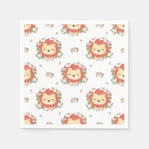 Lion And Flower Tattoo Napkin
